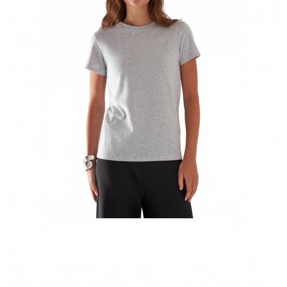NEW PATRICK ASSARAF short sleeve iconic fitted crew top in ghost